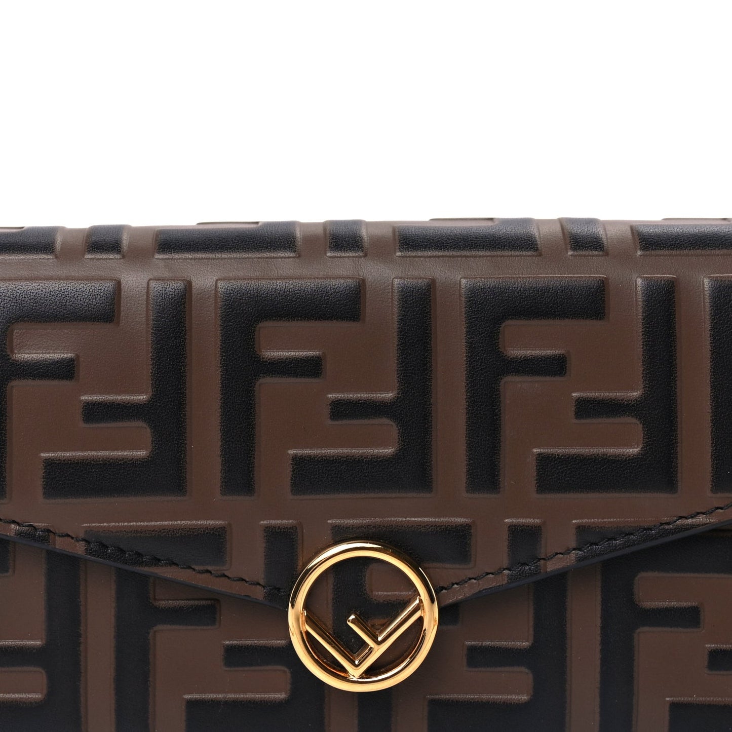 Vitello Soft F is  Bi-Color FF 1974 Embossed Continental Envelope Wallet On Chain Maya Black