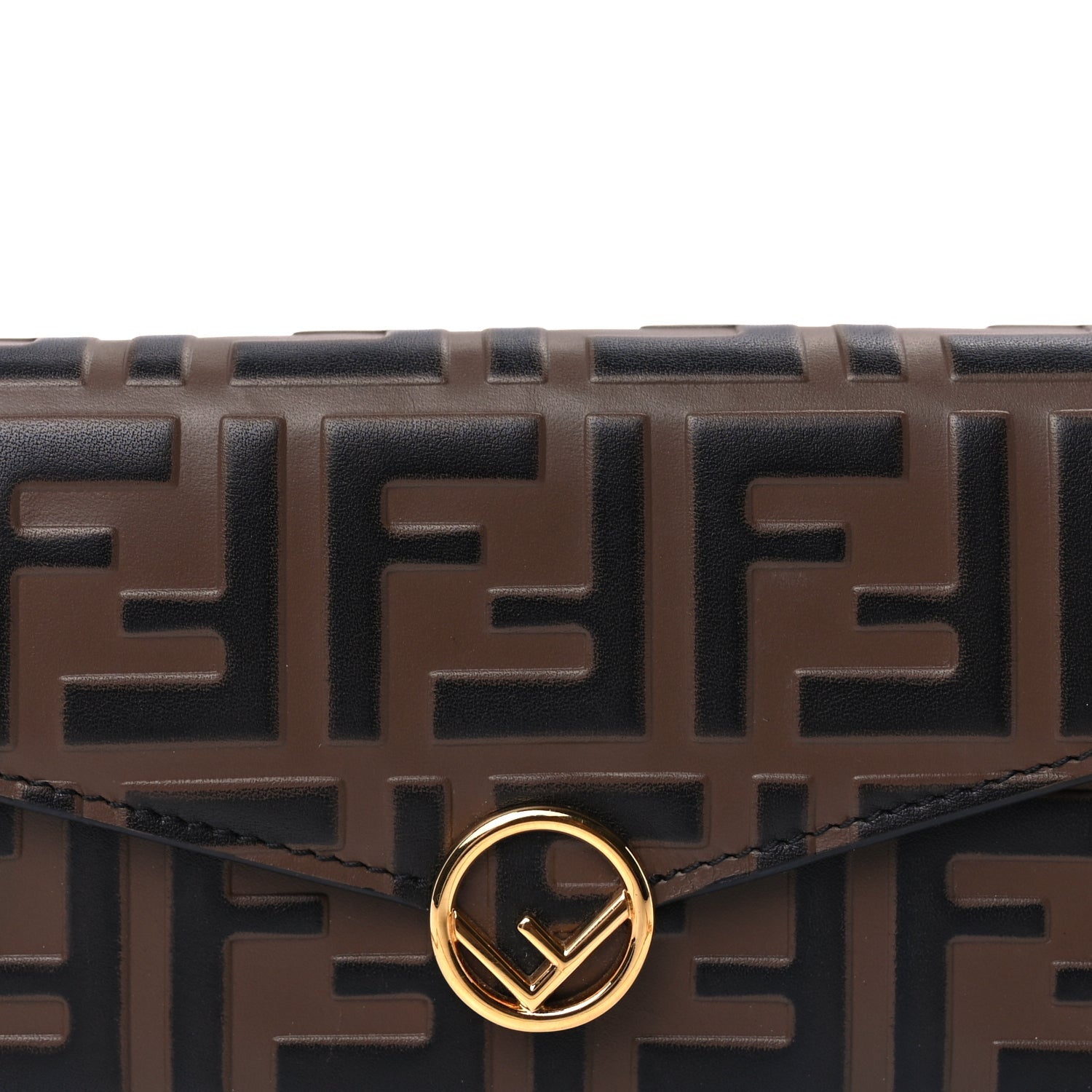Fendi Vitello Soft F is  Bi-Color FF 1974 Embossed Continental Envelope Wallet On Chain Maya Black 7 of 9