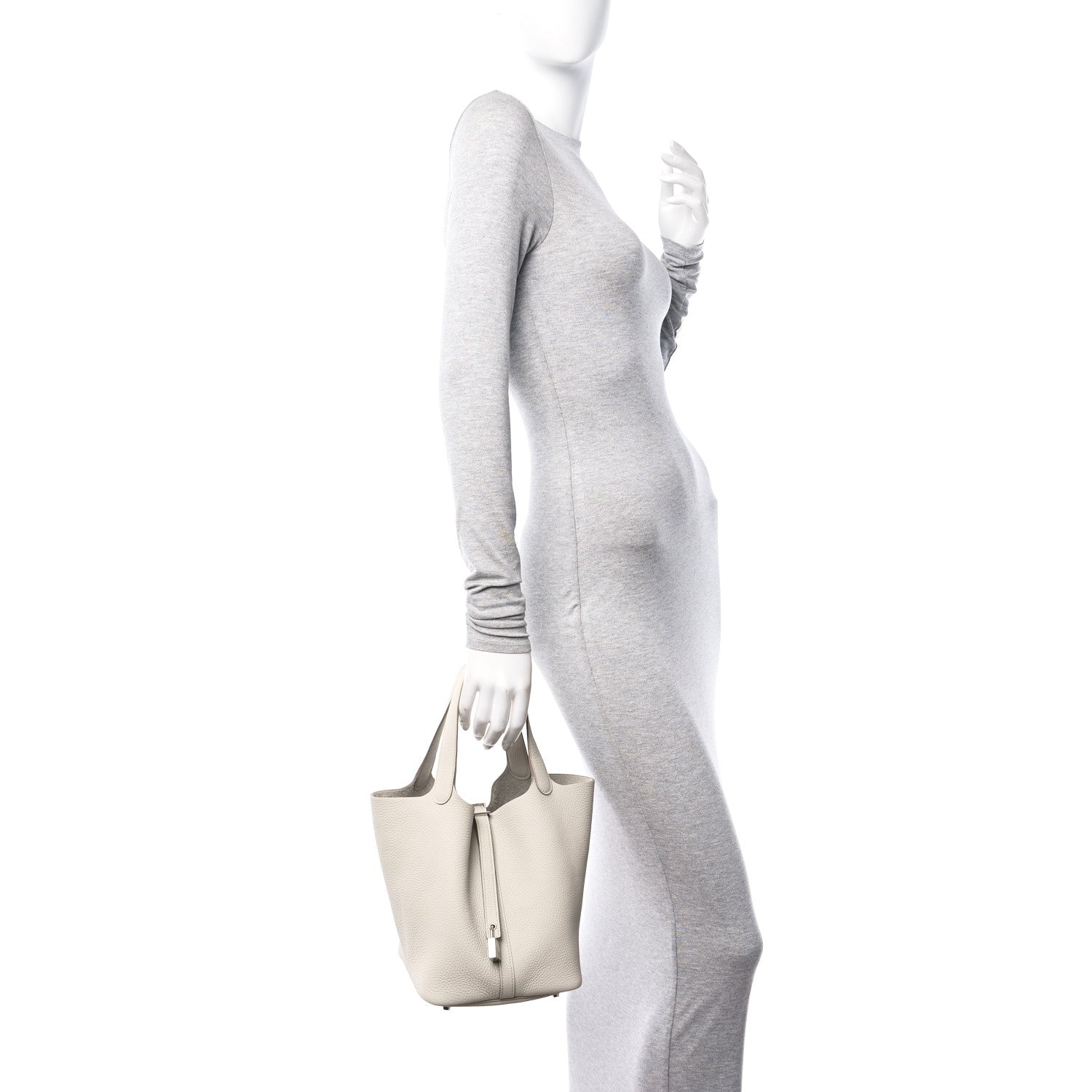 Hermes Taurillon Clemence Picotin Lock 22 MM Beton 3 of 12