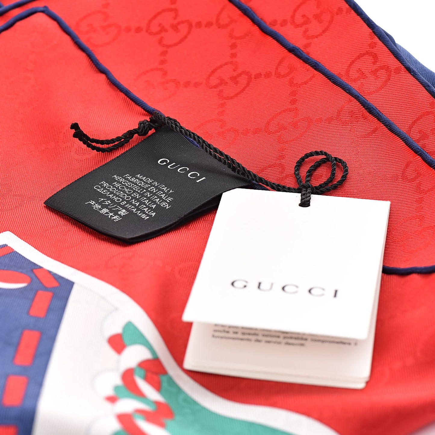 Silk Chain Argyle Square Scarf Emerald Red