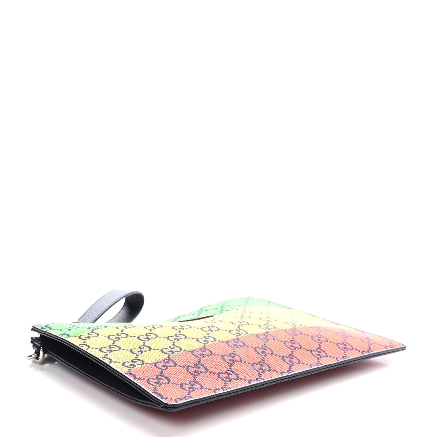 Gucci Monogram Multicolor Retro Interlocking G Wristlet Pouch Blue Rainbow Light Blue 4 of 8