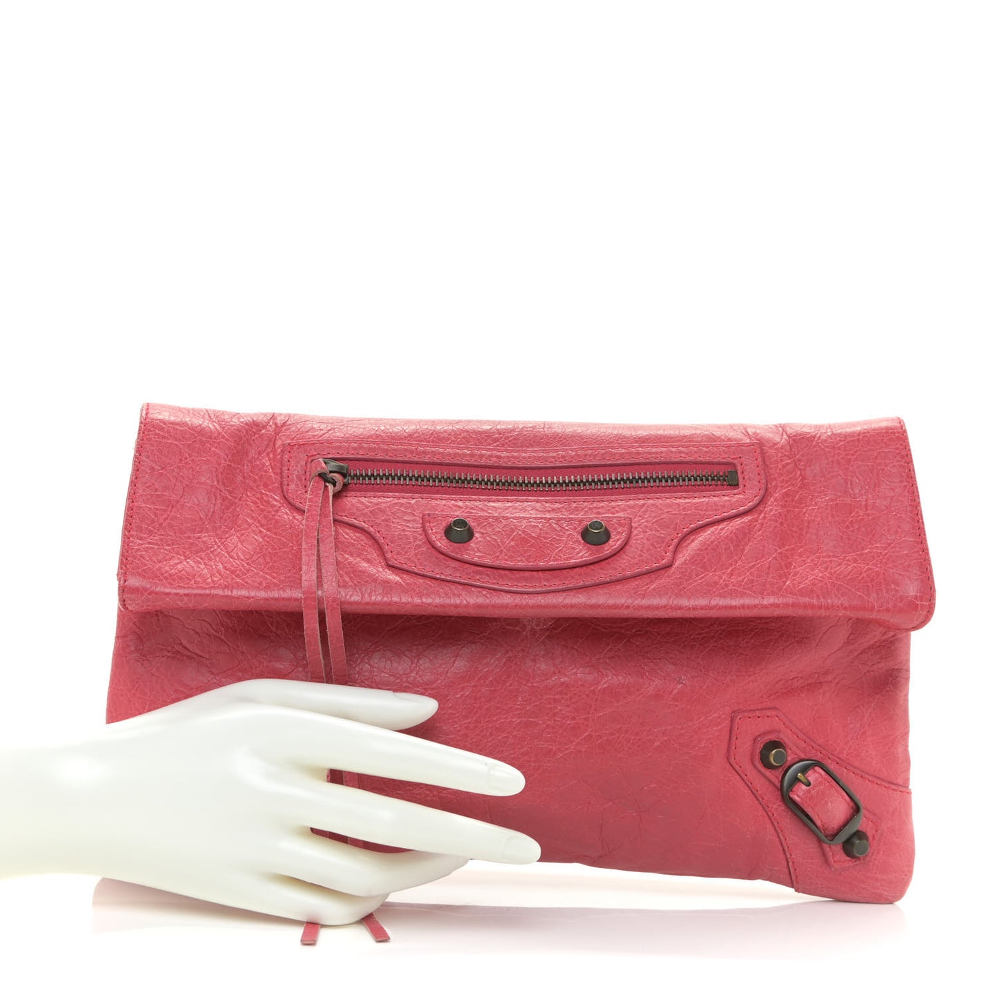 Agneau Classic Hardware Envelope Clutch Rose Thulian