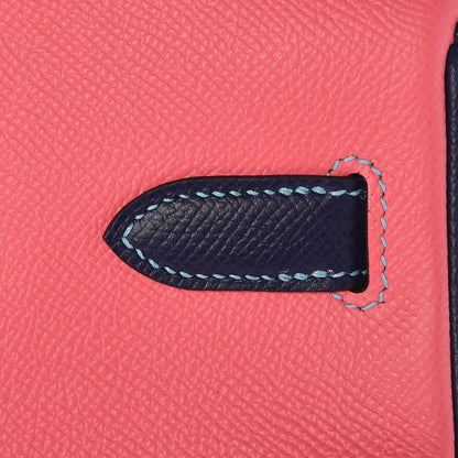 Hermes Epsom Horseshoe Birkin 30 Rose Azalee Bleu Saphir 29 of 32
