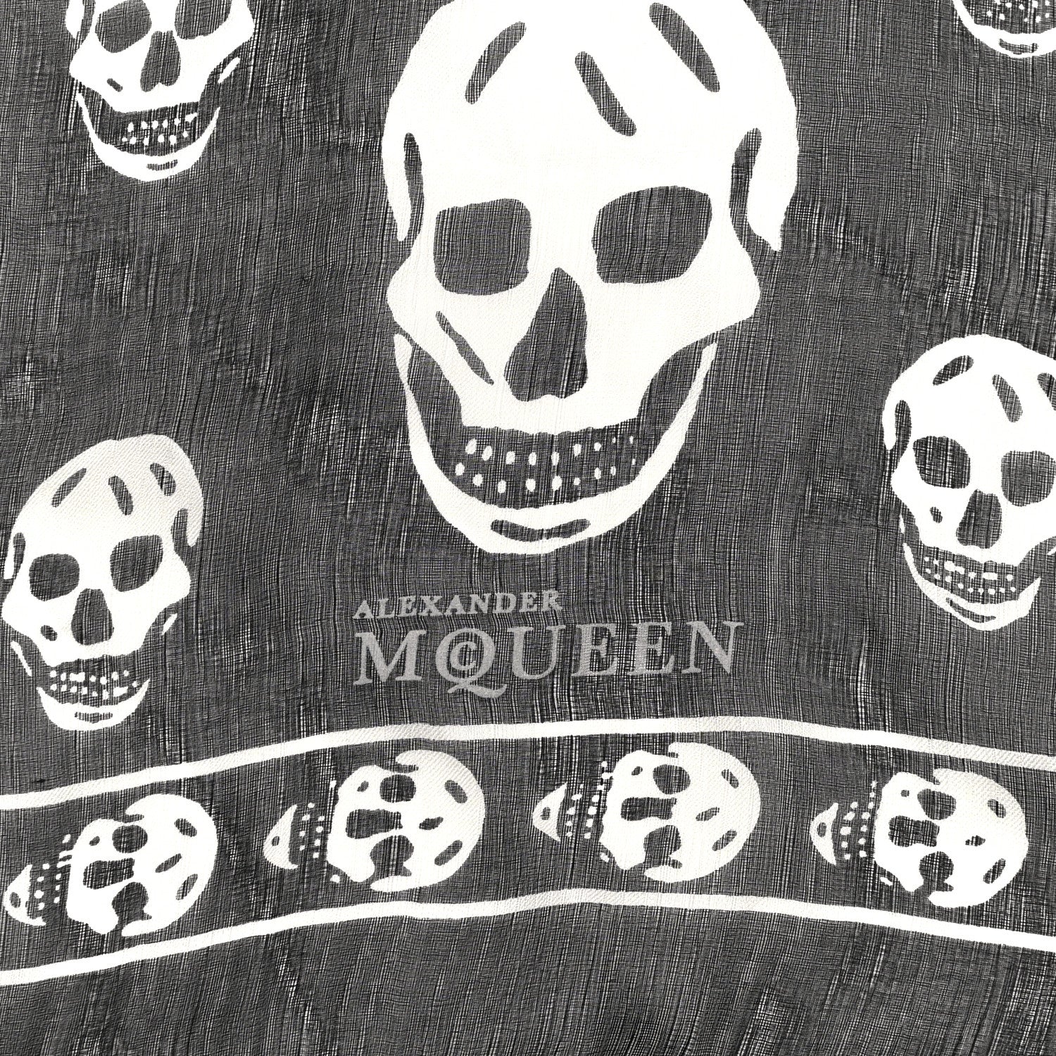 Alexander McQueen Silk Chiffon Skull Scarf Black Ivory 3 of 5