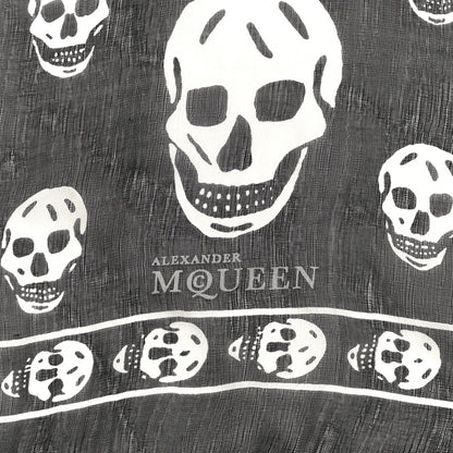 Alexander McQueen Silk Chiffon Skull Scarf Black Ivory 3 of 5
