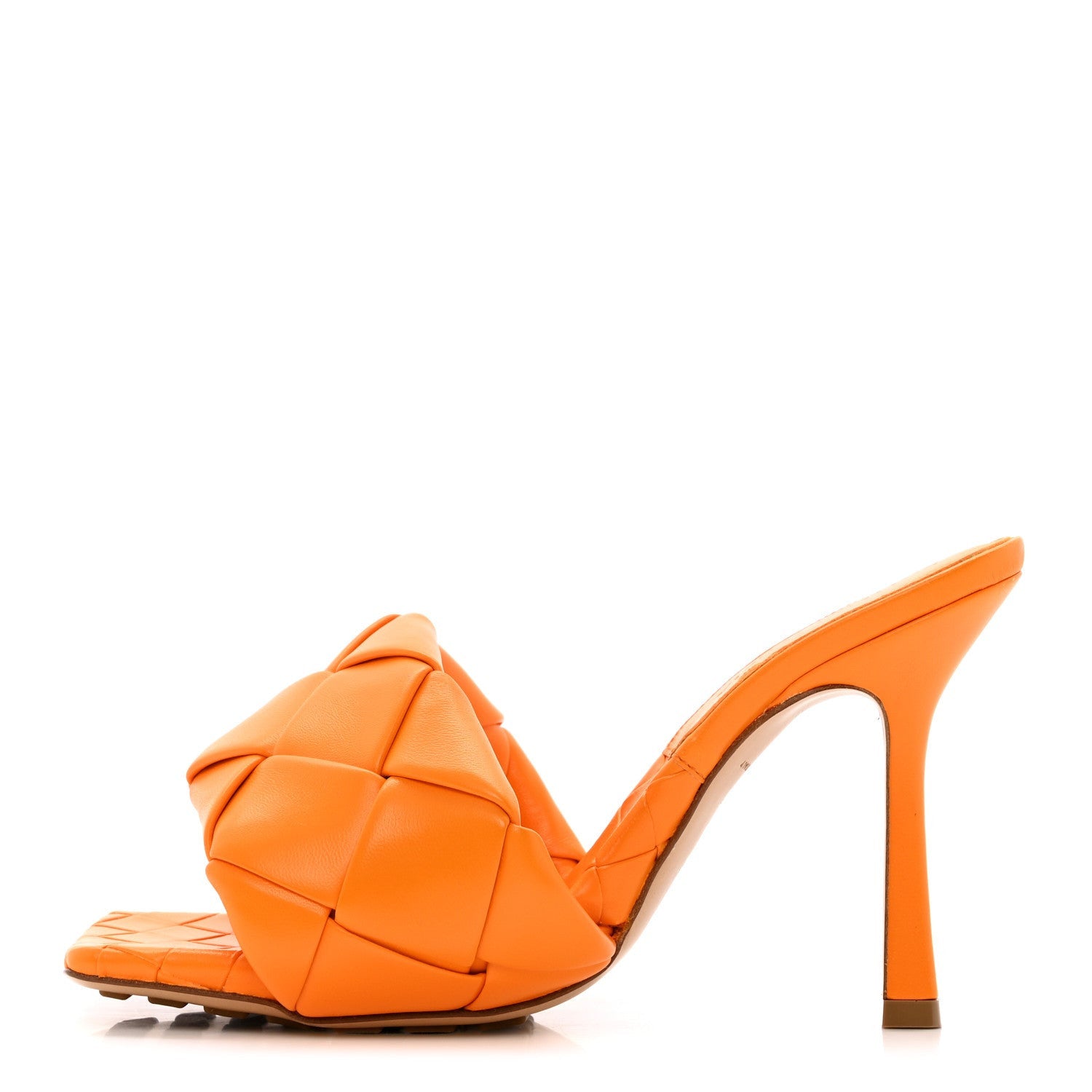 Bottega Veneta Nappa Maxi Intrecciato Lido Mule Sandals 37 Tangerine 1 of 7