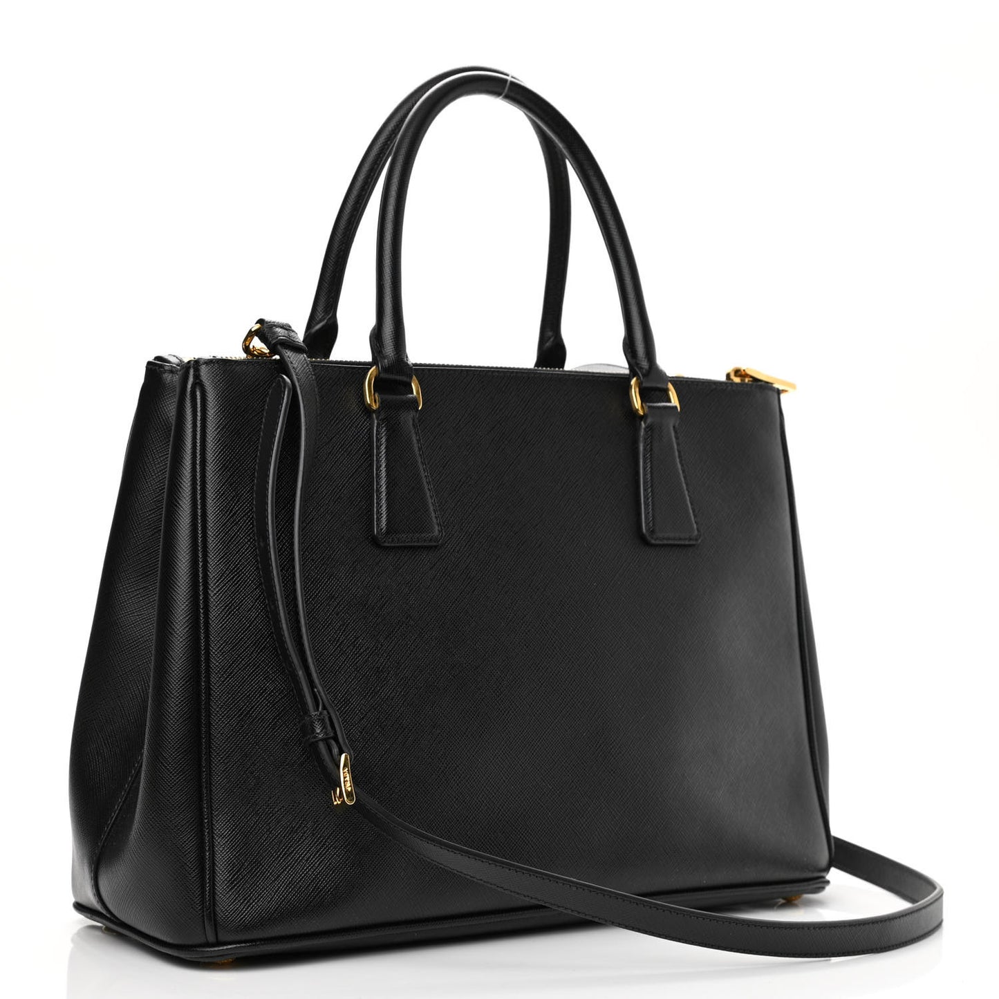 Saffiano Medium Galleria Double Zip Tote Black