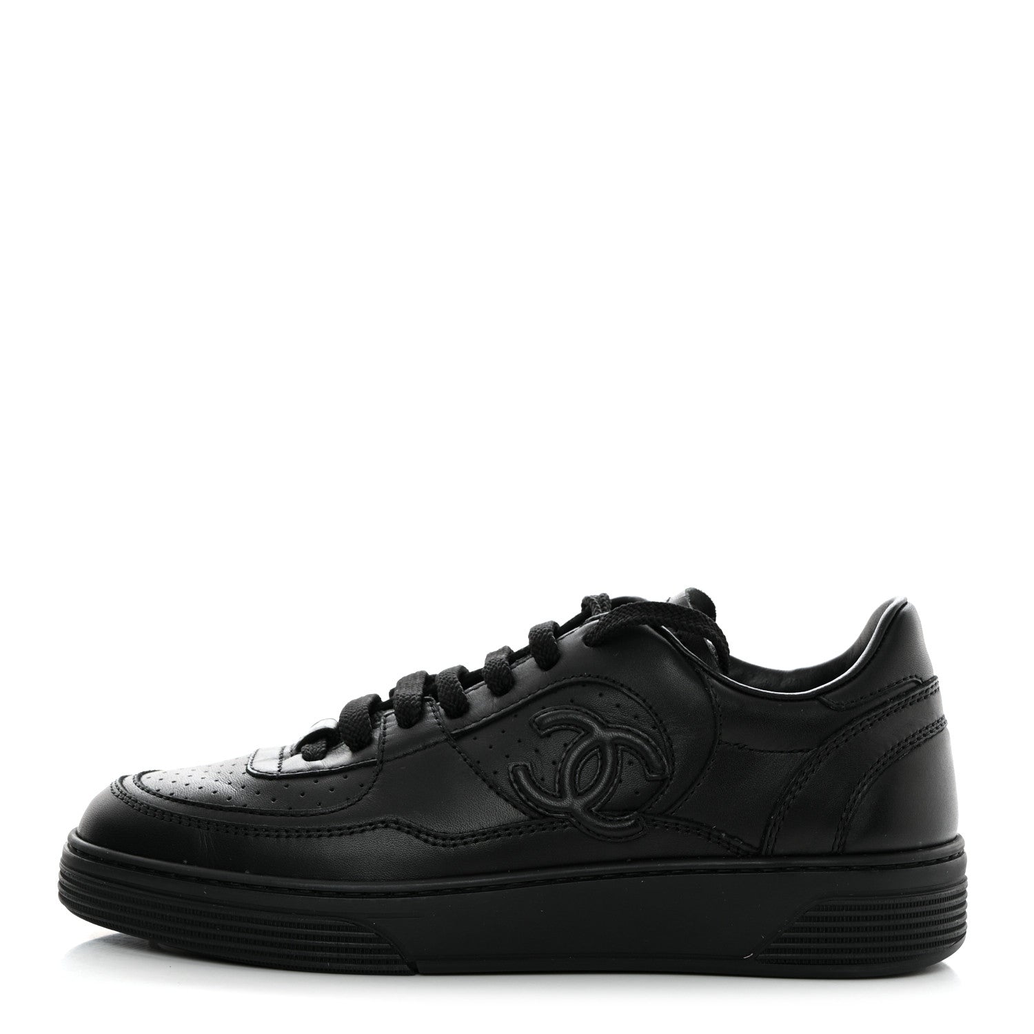 Chanel Calfskin CC Womens Sneakers 35 Black 1 of 10