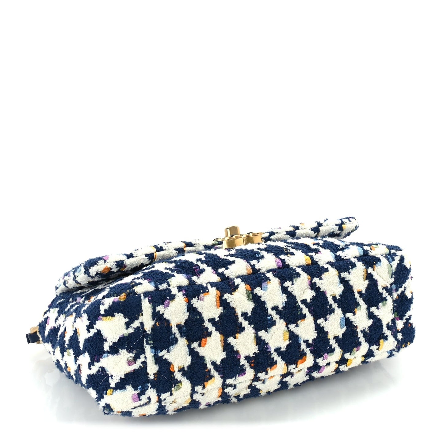Tweed Quilted Medium 19 Flap Ecru Navy Blue Multicolor