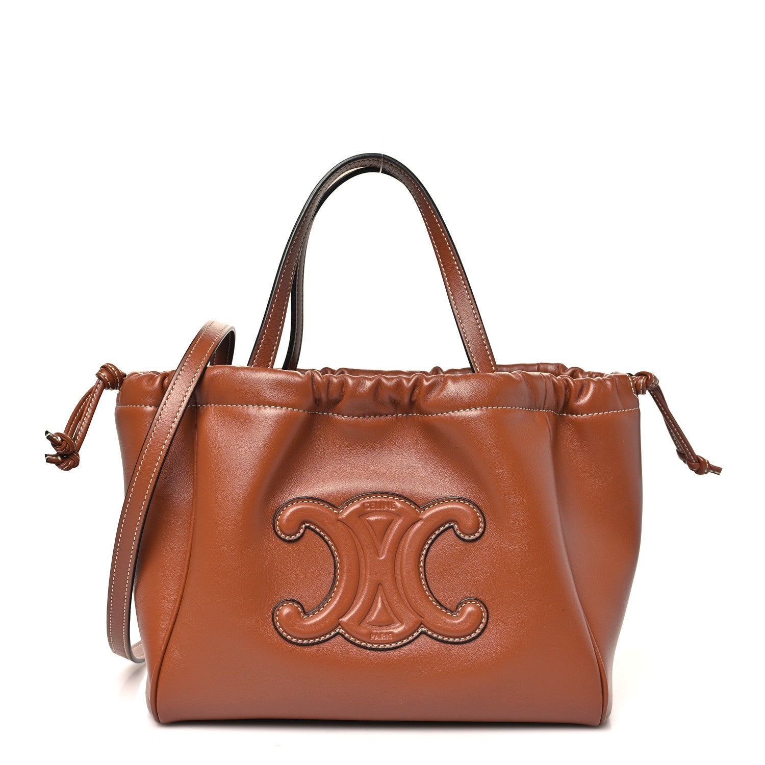 Celine Smooth Calfskin Cuir Small Triomphe Cabas Drawstring Tan 1 of 1