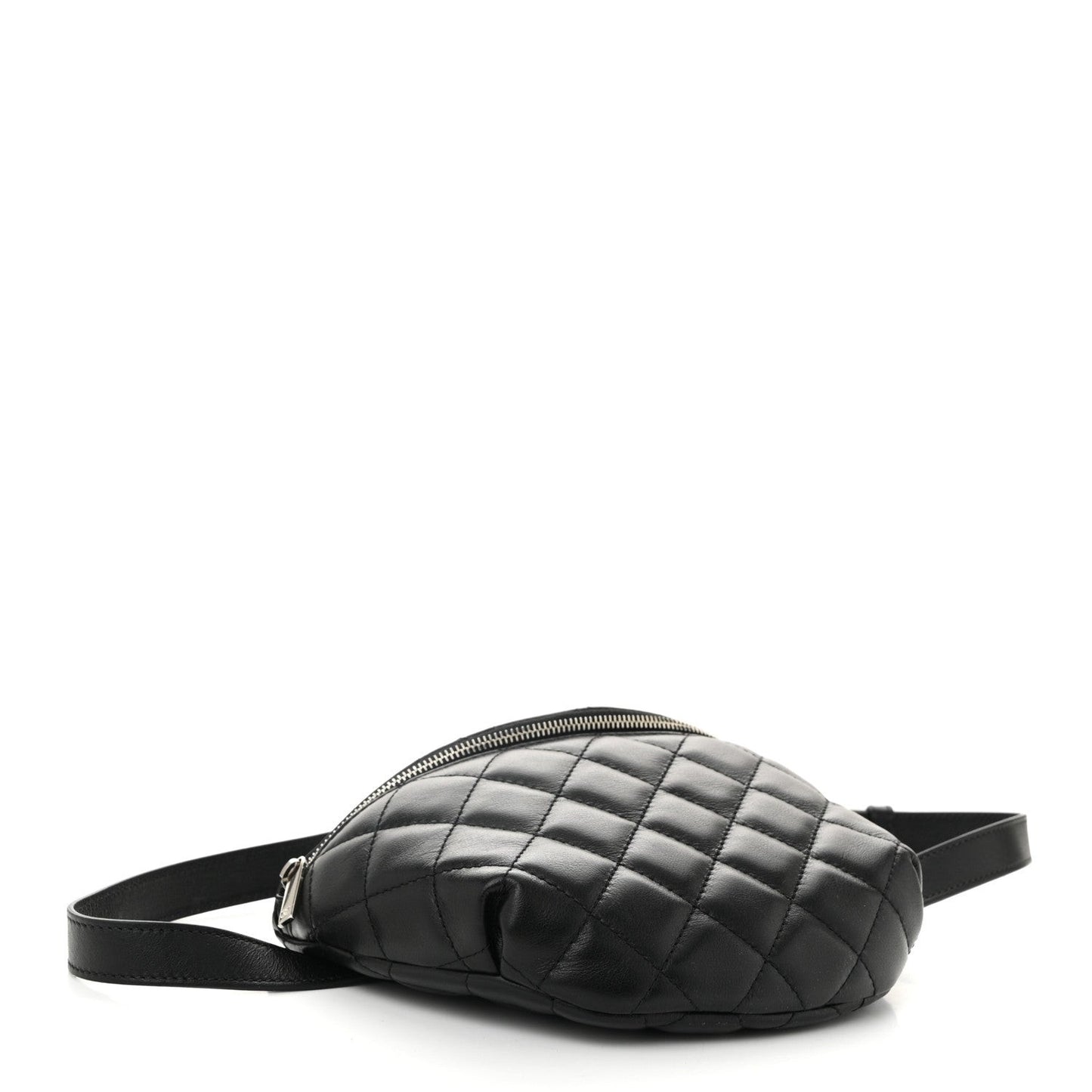 Calfskin Quilted Waist Belt Bag Black