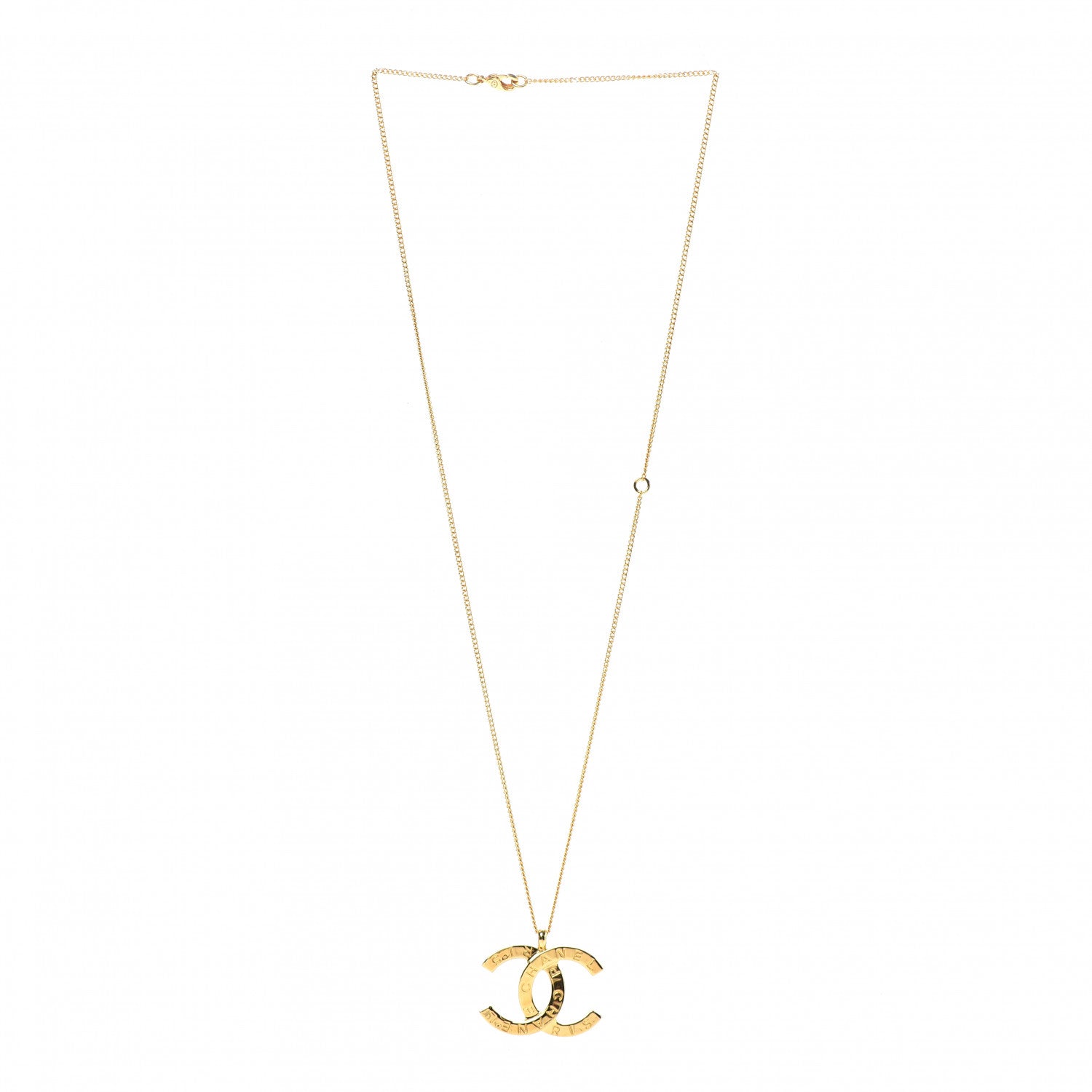 Chanel Metal CC Paris Button Necklace Gold 3 of 6