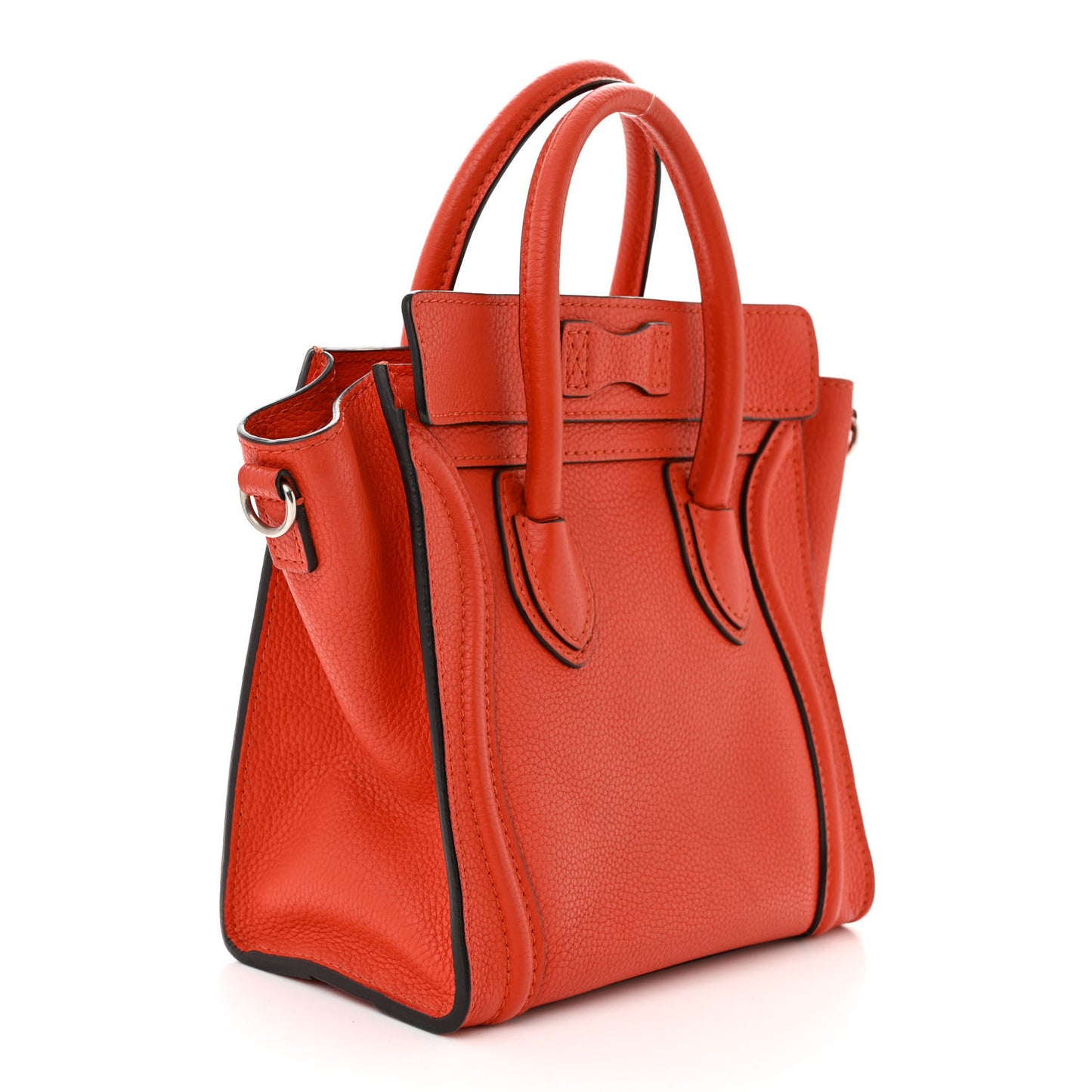 Drummed Calfskin Nano Luggage Vermillion