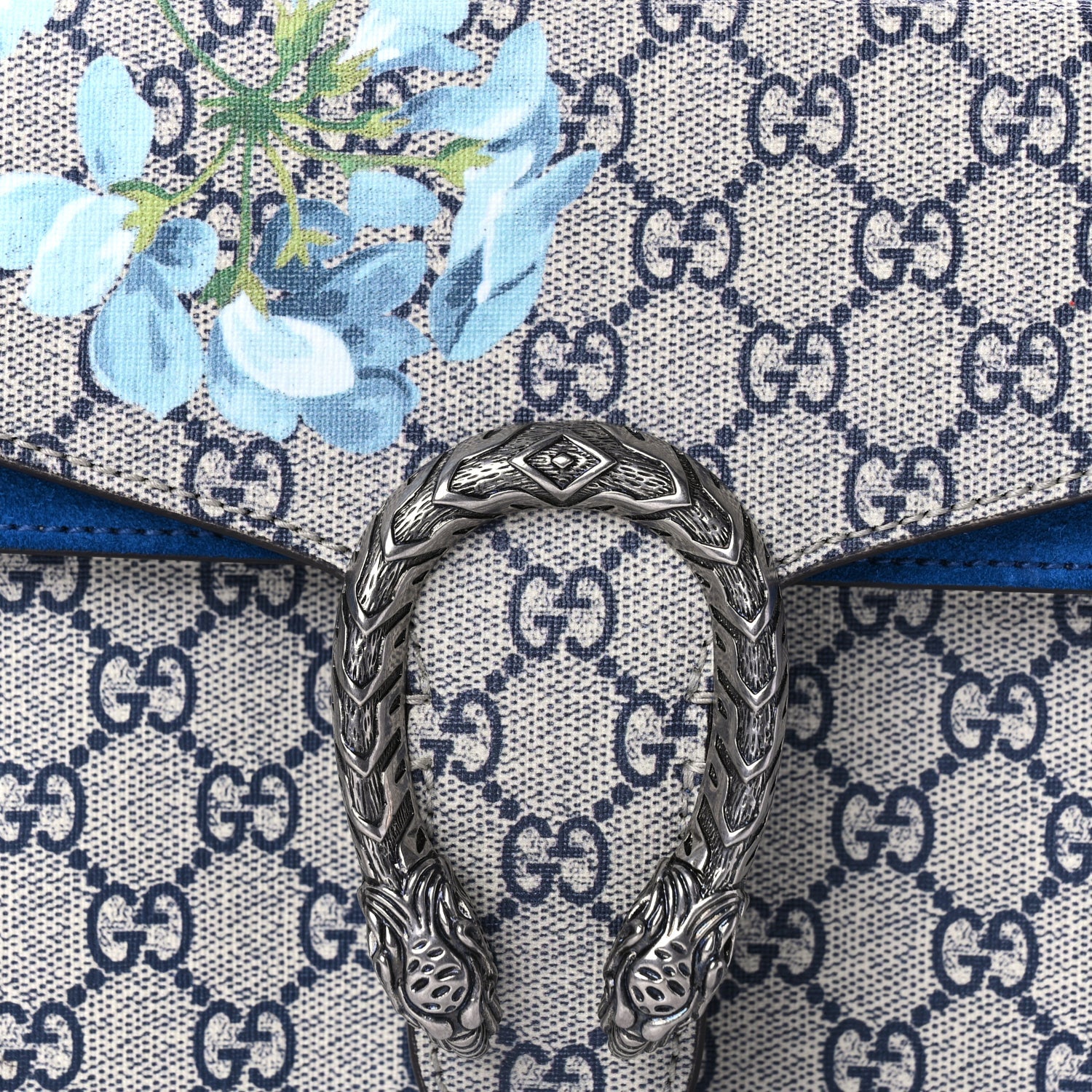Gucci GG Supreme Monogram Blooms Small Dionysus Shoulder Bag Beige Navy Vintage Blue 8 of 11
