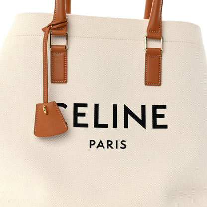 Celine Canvas Calfskin Logo Print Small Horizontal Cabas Natural Tan 7 of 13