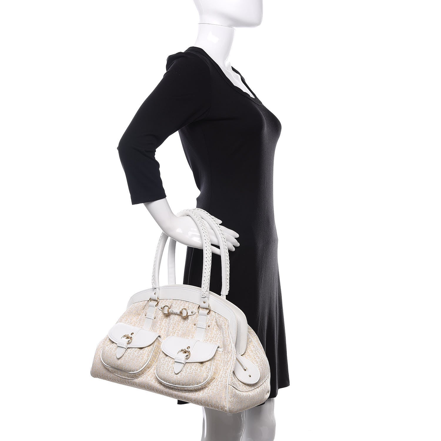 Christian Dior Monogram Large My Dior Frame Pocket Satchel White 2 of 16