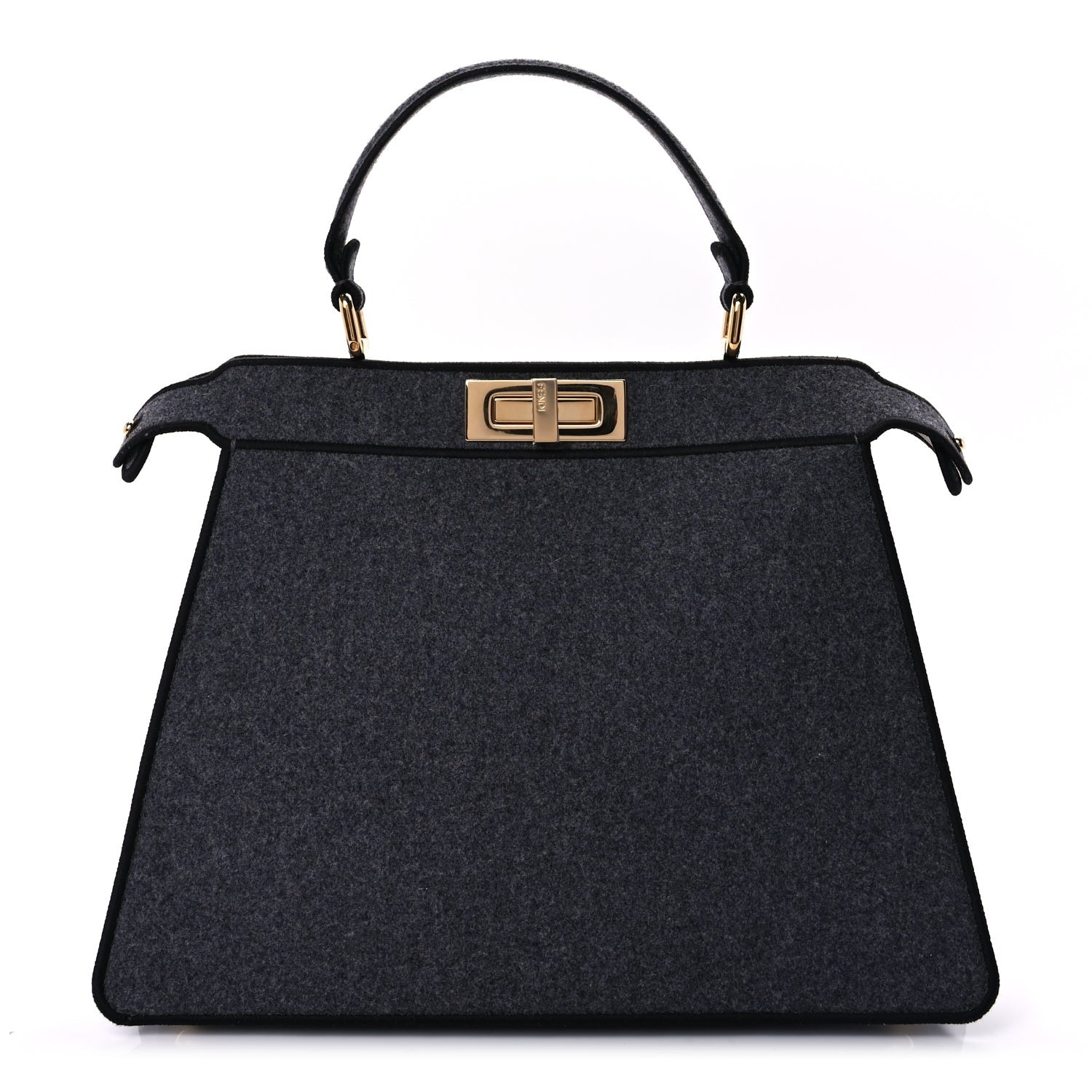 Fendi Melange Flannel Satin Threaded Edge Medium Peekaboo I SEE U Satchel Grigio Bois de Rose 1 of 7