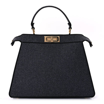 Fendi Melange Flannel Satin Threaded Edge Medium Peekaboo I SEE U Satchel Grigio Bois de Rose 1 of 7