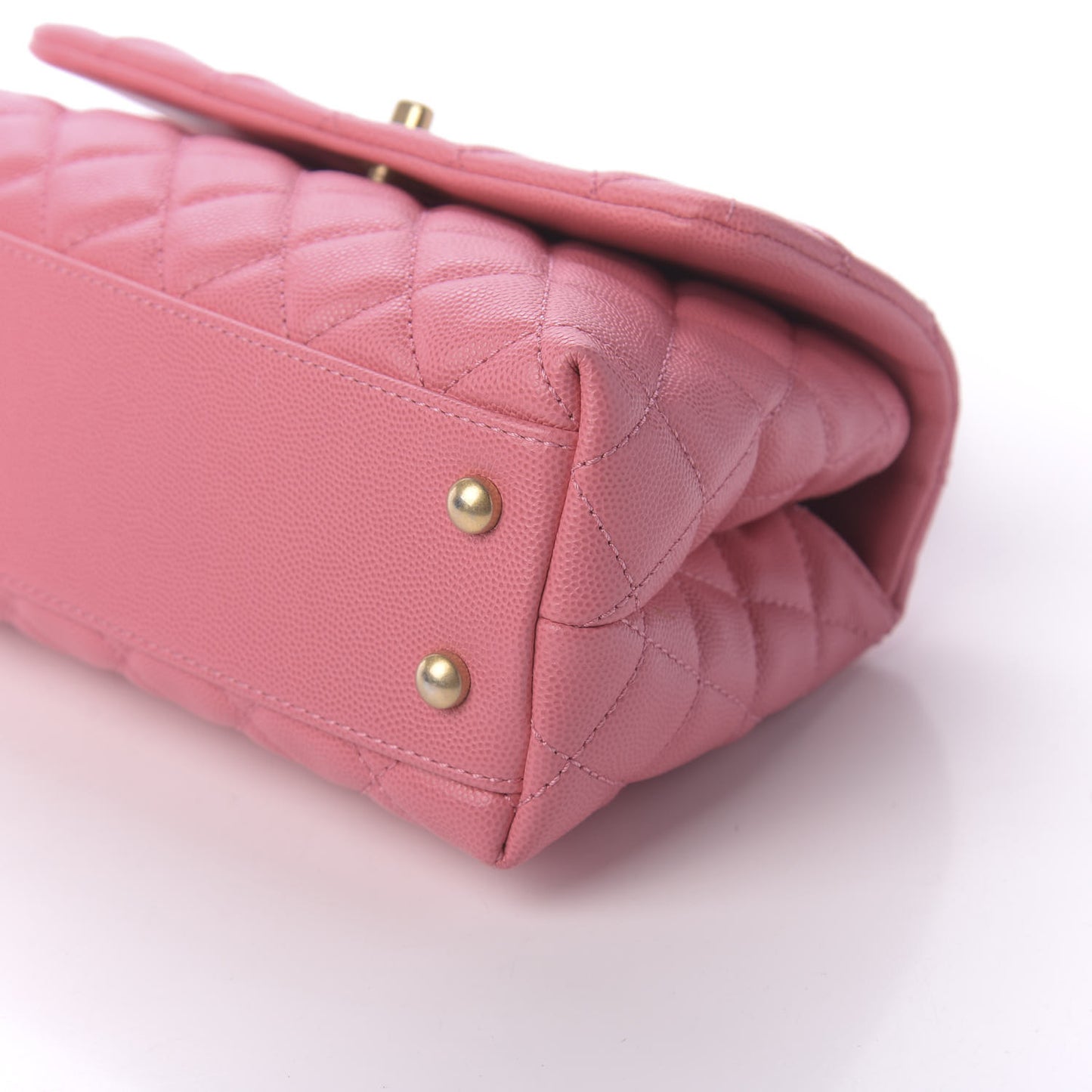 Caviar Lizard Embossed Quilted Mini Coco Handle Flap Pink