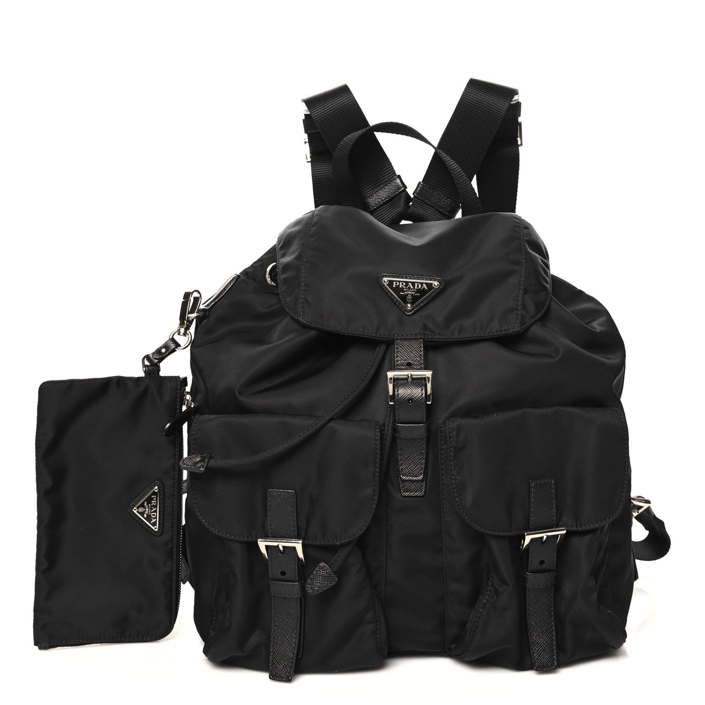 Tessuto Nylon Saffiano Medium Backpack Black