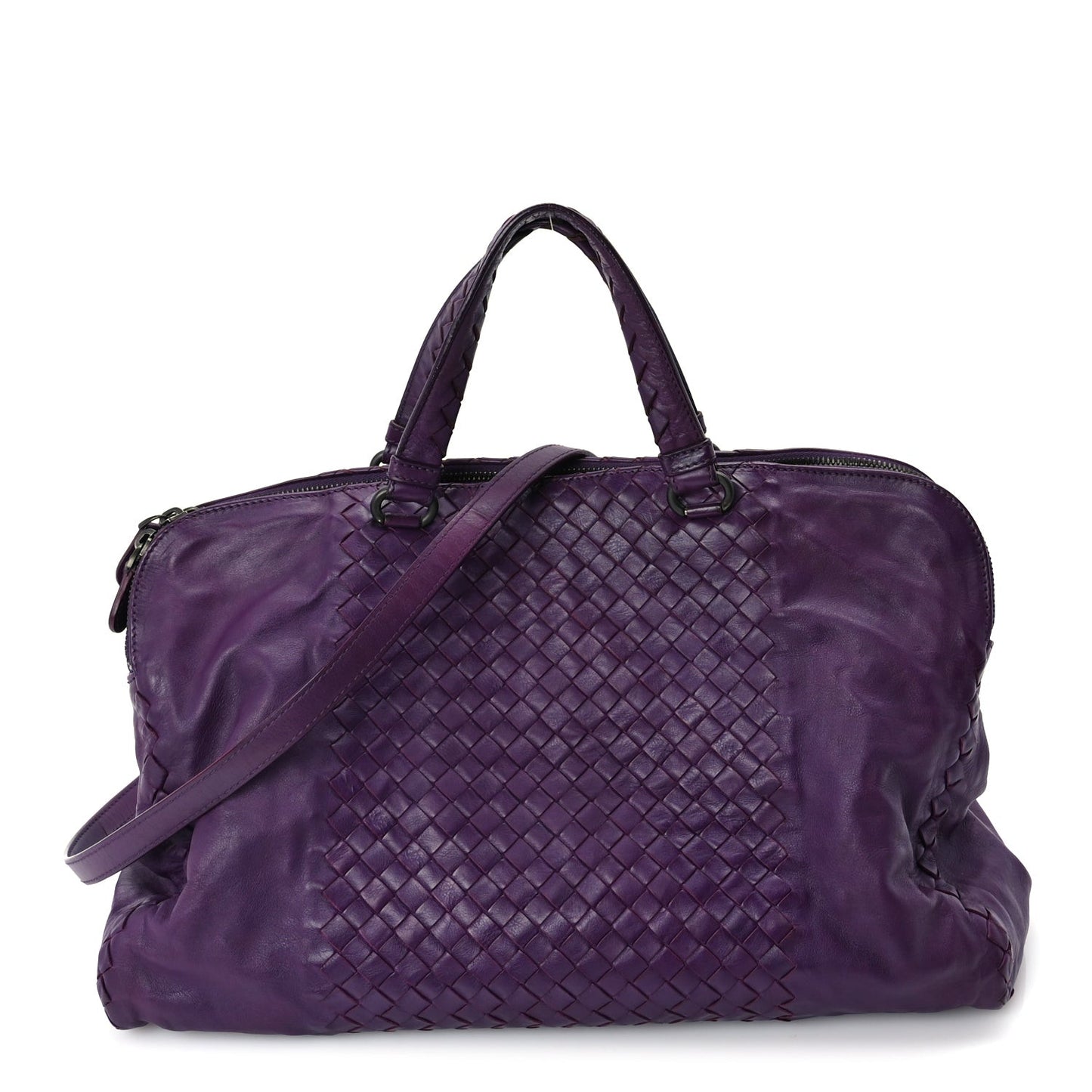 Calfskin Intrecciato Large Leggero Tote Purple