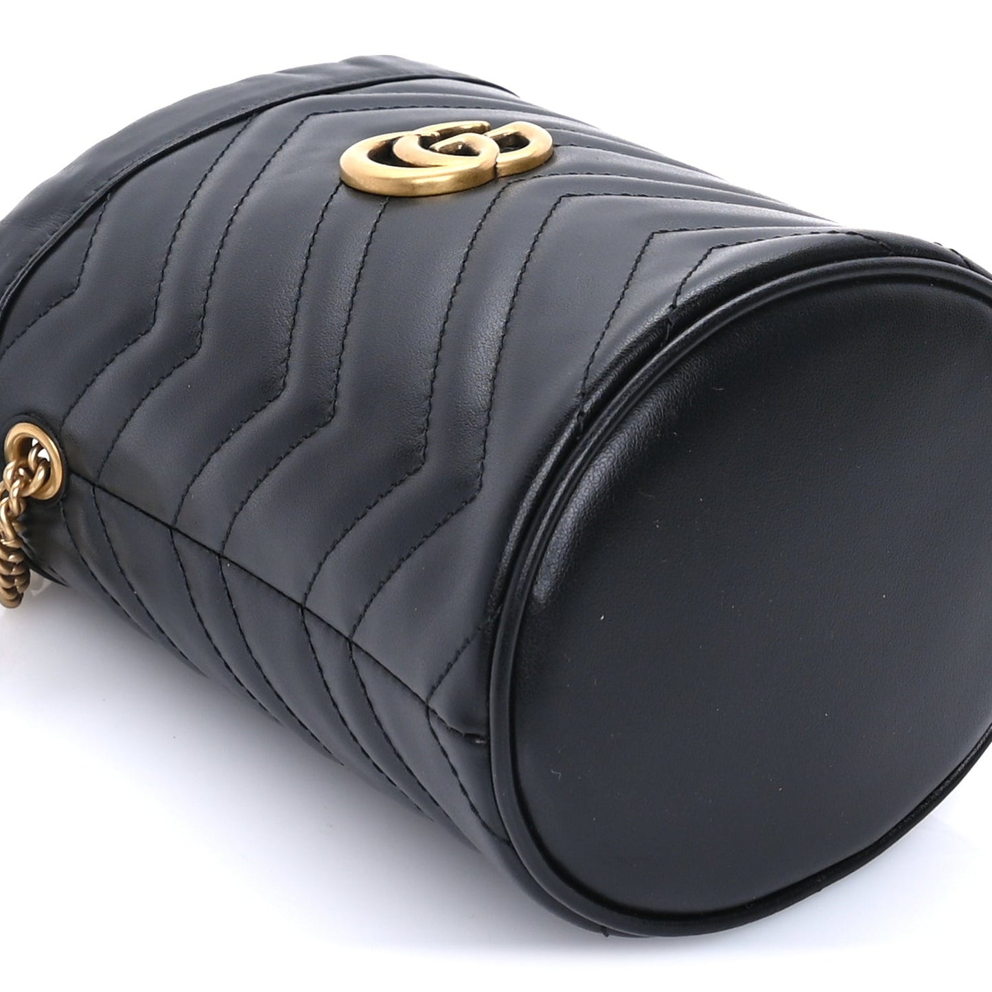 Calfskin Matelasse Mini GG Marmont 2.0 Bucket Bag  Black
