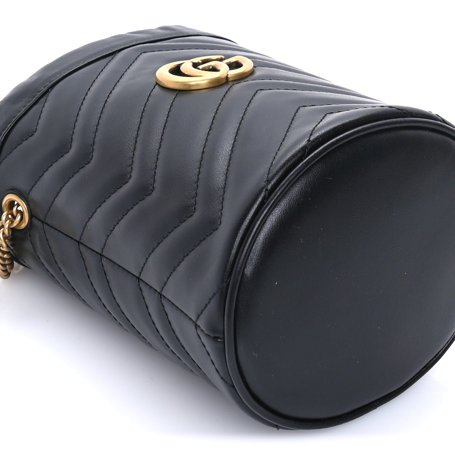 Gucci Calfskin Matelasse Mini GG Marmont 2.0 Bucket Bag  Black 7 of 7