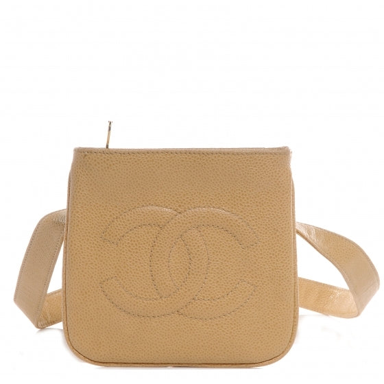 Caviar Flap Waist Belt Bag Beige 85 34