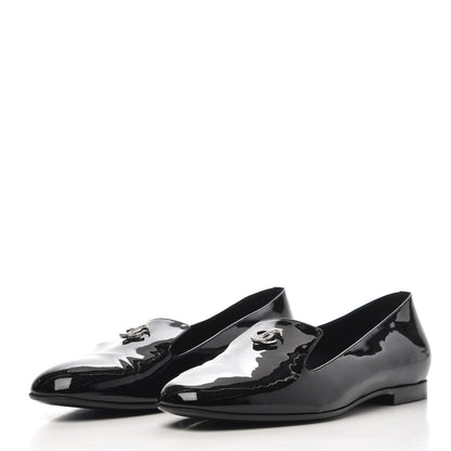 Chanel Patent CC Mocassin Loafers 38 Black 3 of 12