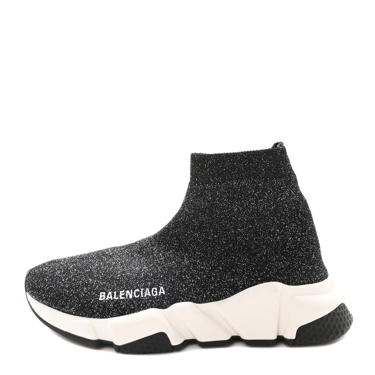 Balenciaga Laminated Knit Bi-Color Sole Womens Speed Sneakers 35 Black White 1 of 7