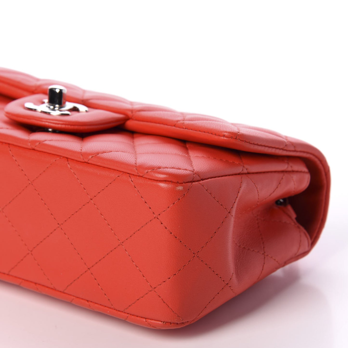 Lambskin Quilted Mini Rectangular Flap Red