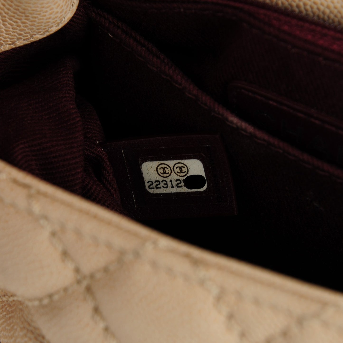 Caviar Quilted Mini Coco Handle Flap Light Beige