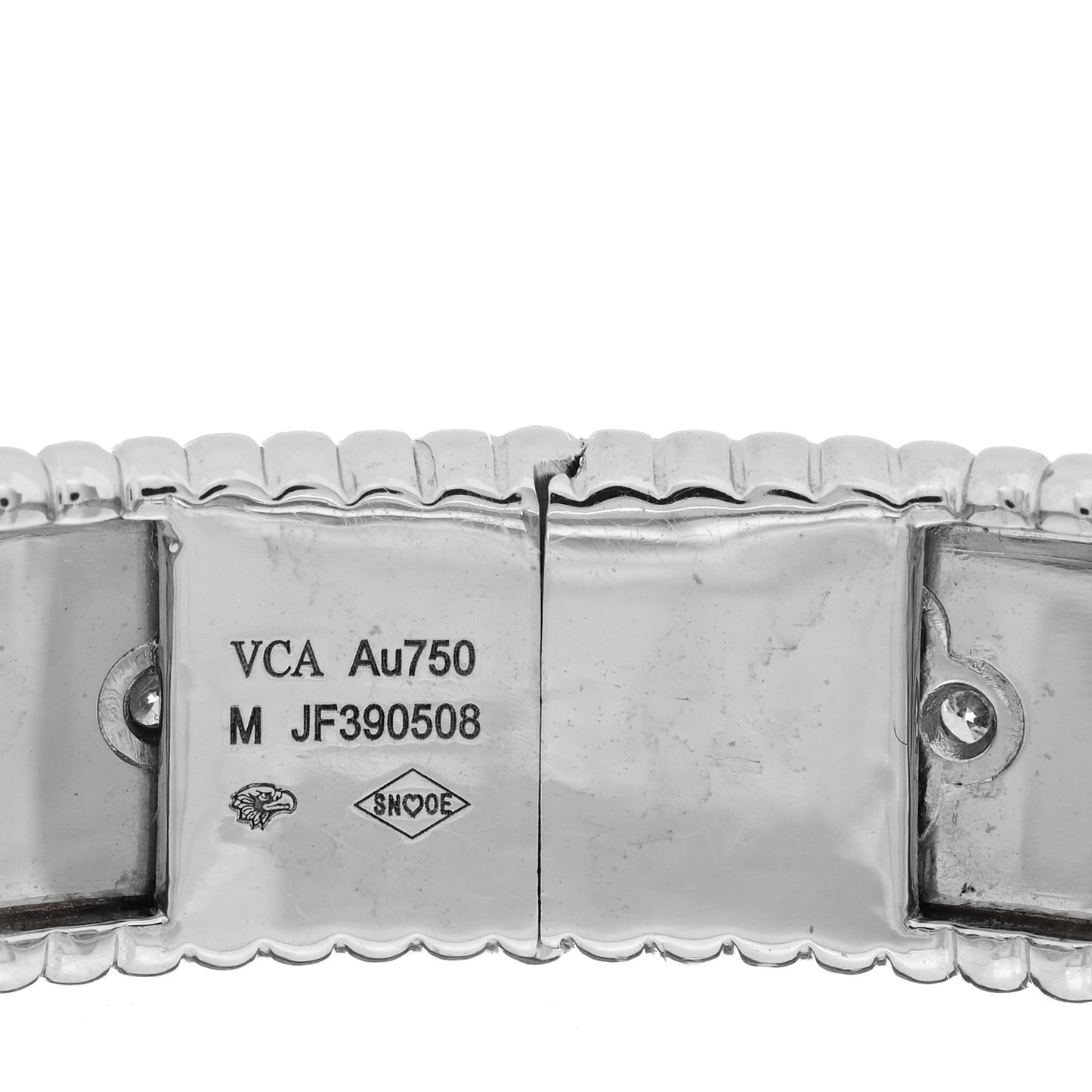 18K White Gold Diamond Perlee Clovers Bangle Bracelet M