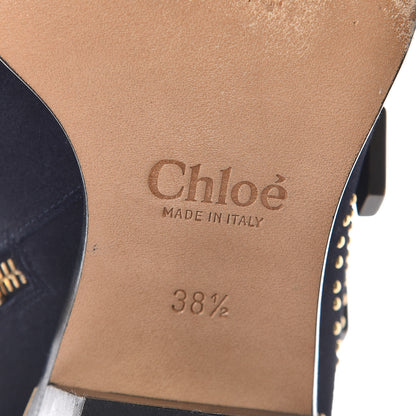 Chloe Suede Studded Suzanna Ankle Booties Boots 38.5 Celtic Night 7 of 9