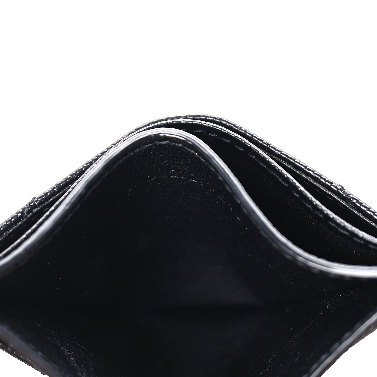 Saint Laurent Grain De Poudre Matelasse Chevron Cassandre Credit Card Case Black 6 of 7