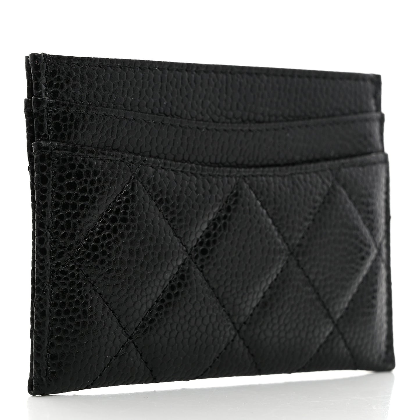 Caviar Quilted Card Holder Black