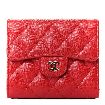 Chanel Caviar Quilted Compact Flap Wallet Red 1 of 4
