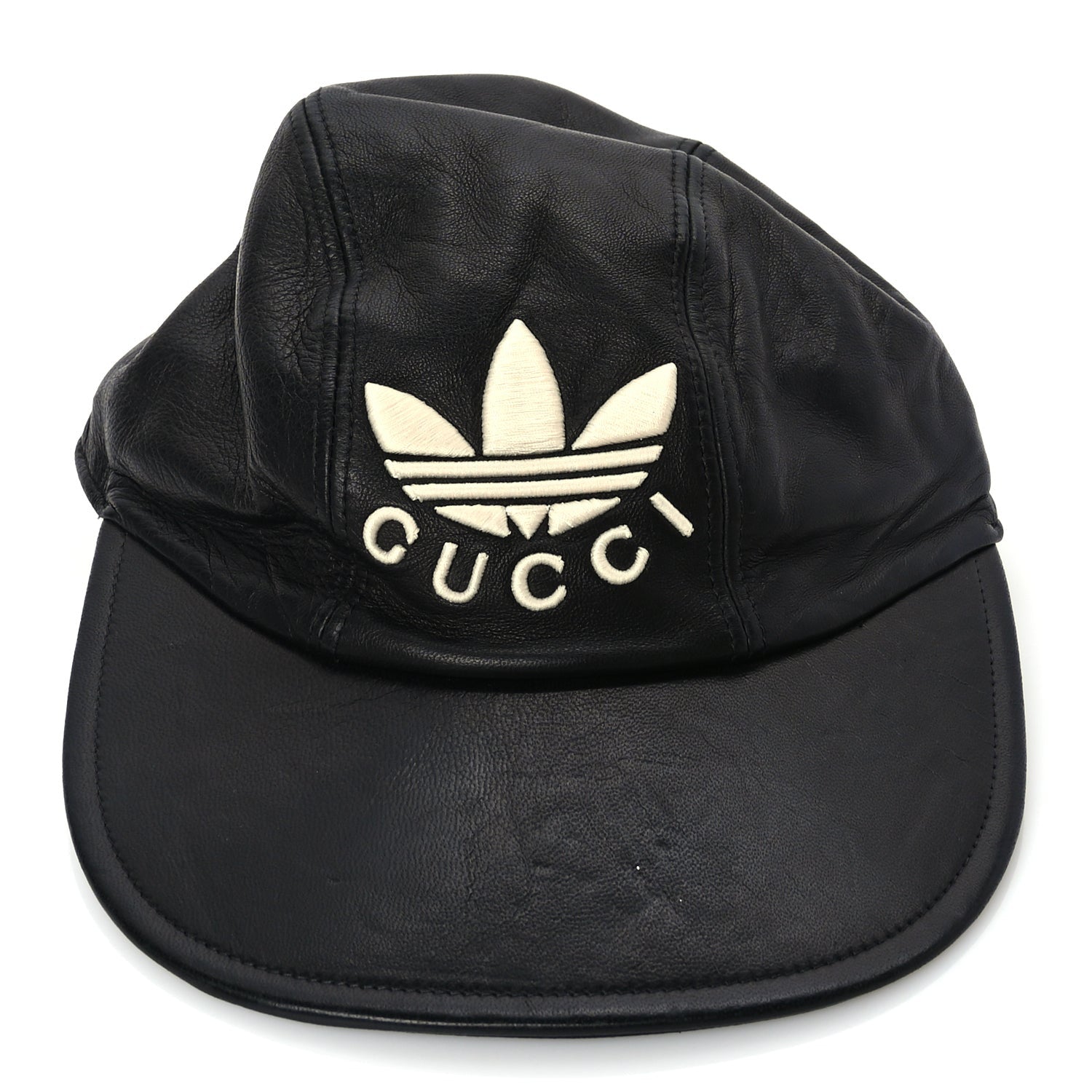 Gucci GUCCI X ADIDAS Dollar Calfskin Trefoil Stefanos Baseball Hat S Black 2 of 7