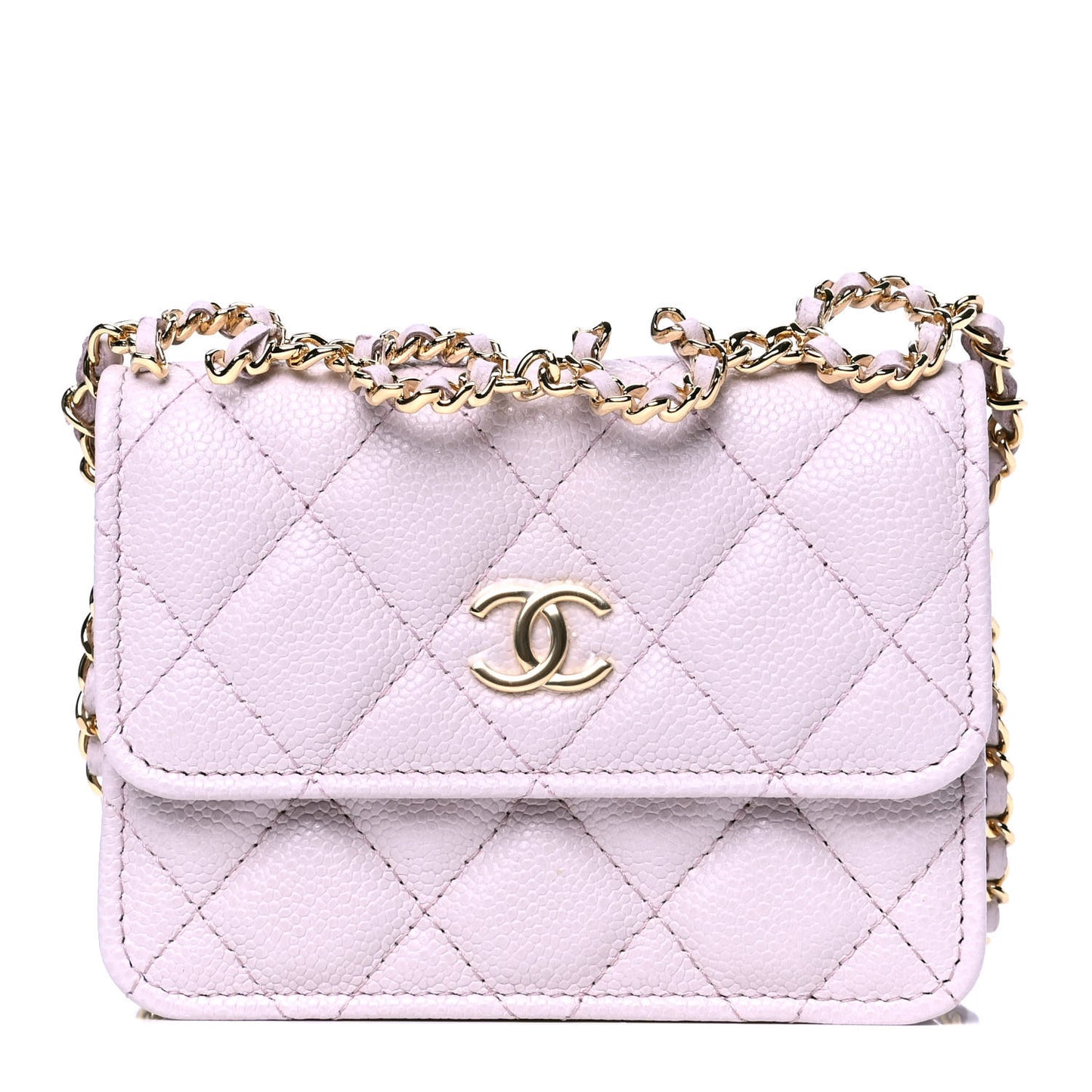 Caviar Quilted Miss Coco Clutch With Chain Light Purple