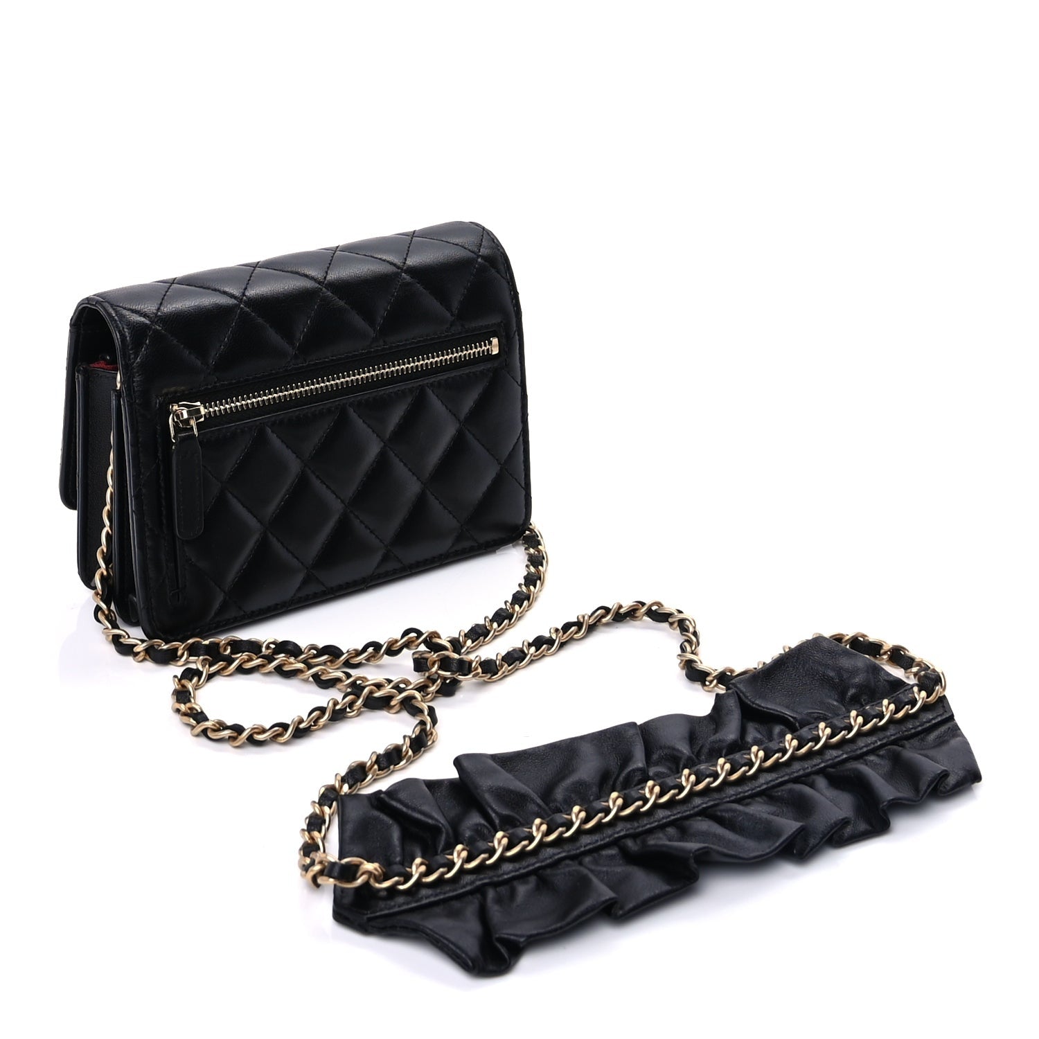 Chanel Lambskin Quilted Mini Romance Wallet On Chain WOC Black 2 of 8