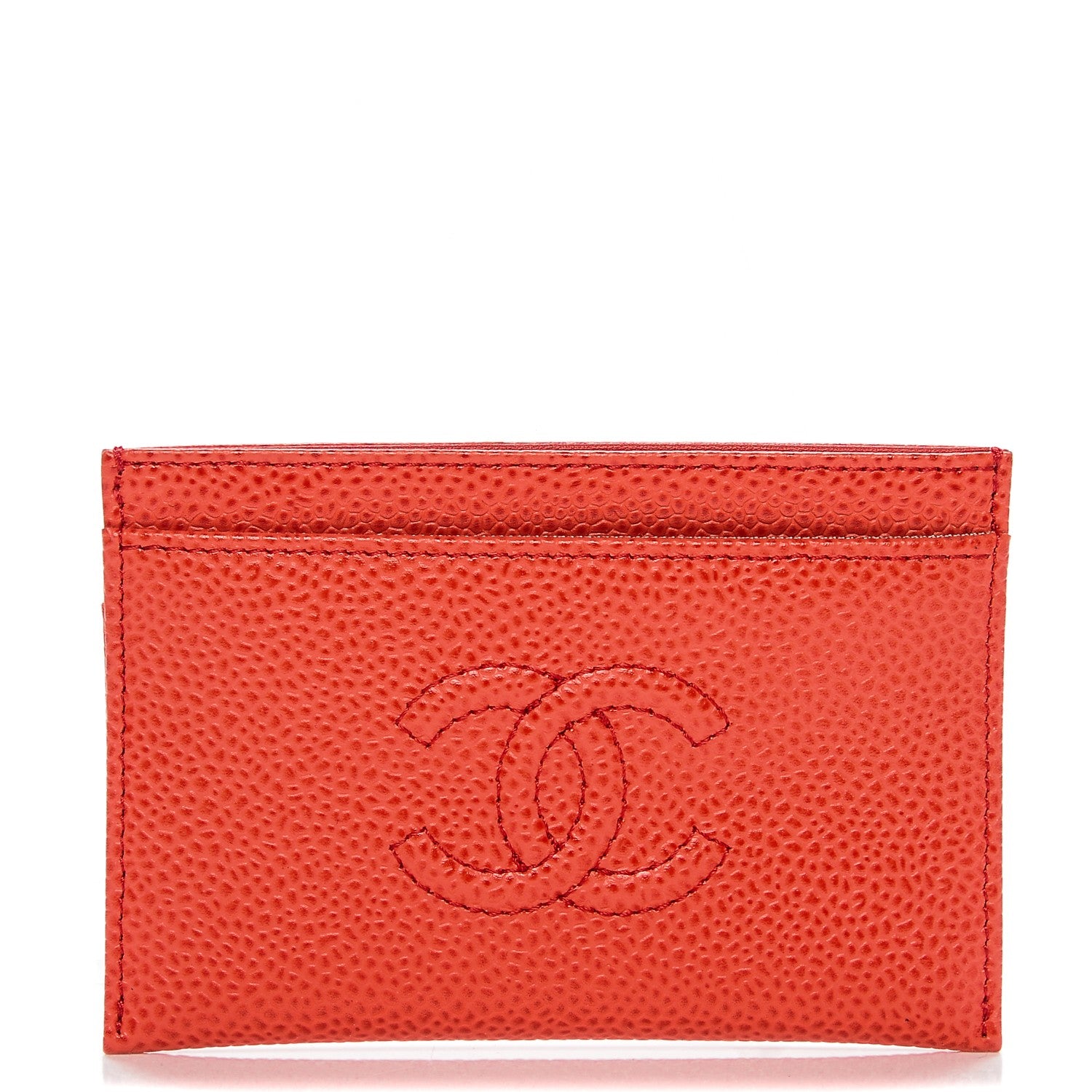 Chanel Caviar Timeless CC Card Holder Light Red 1 of 8