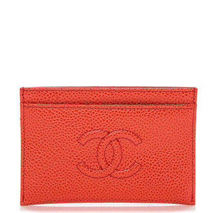 Chanel Caviar Timeless CC Card Holder Light Red 1 of 8