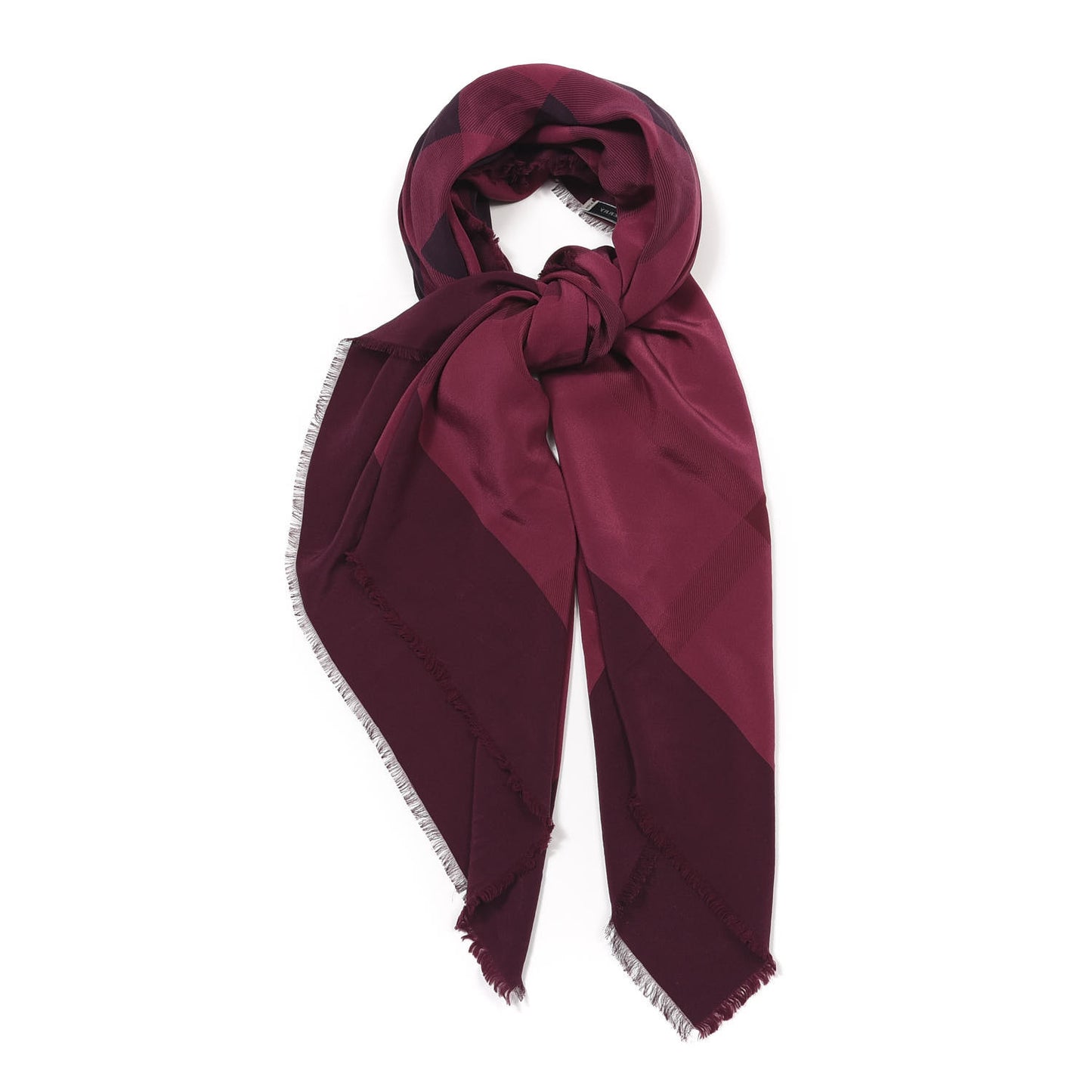Silk Giant Check Scarf Raspberry