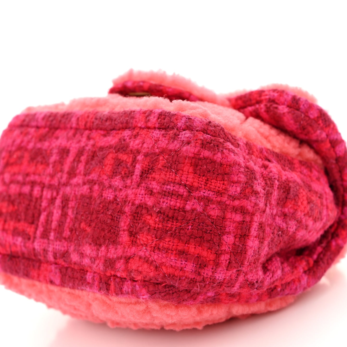 Shearling Tweed Quilted Mini Square Flap Bag Pink