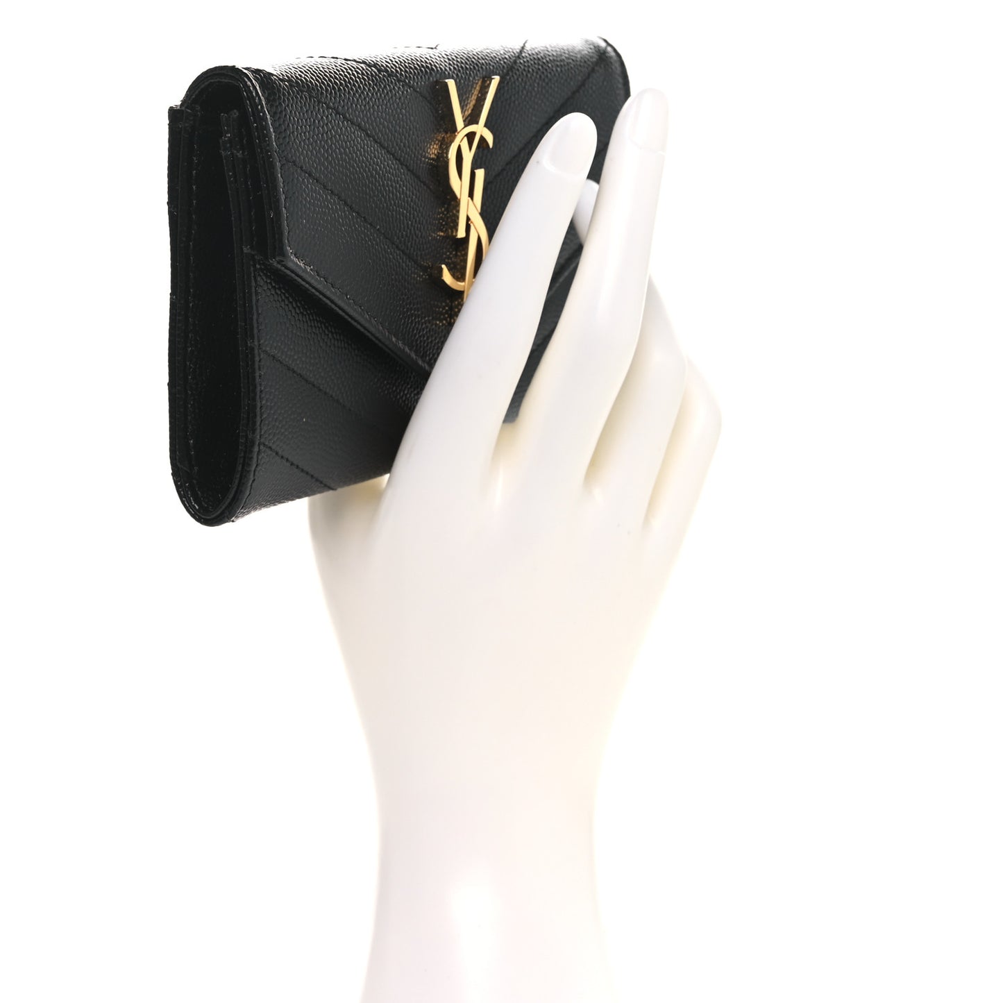 Grain De Poudre Matelasse Chevron Small Monogram Envelope Wallet Black