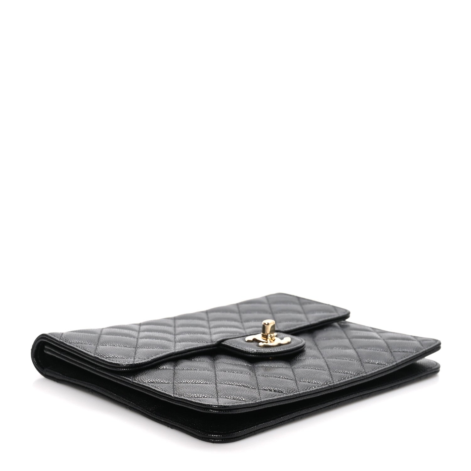 Chanel Caviar Quilted Square Flap Clutch Black 4 of 10