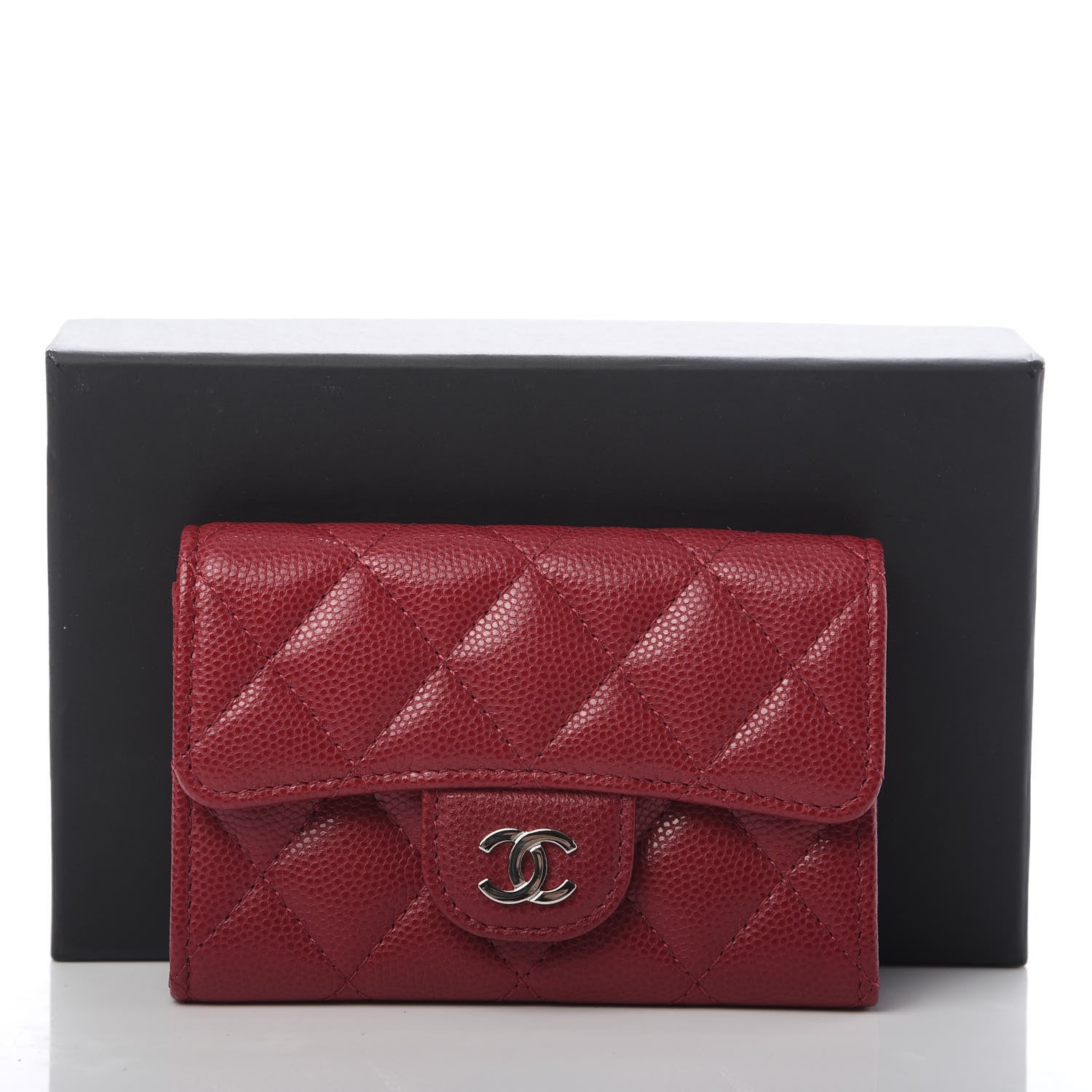 Chanel Caviar Quilted Flap Card Holder Wallet Red 9 of 9