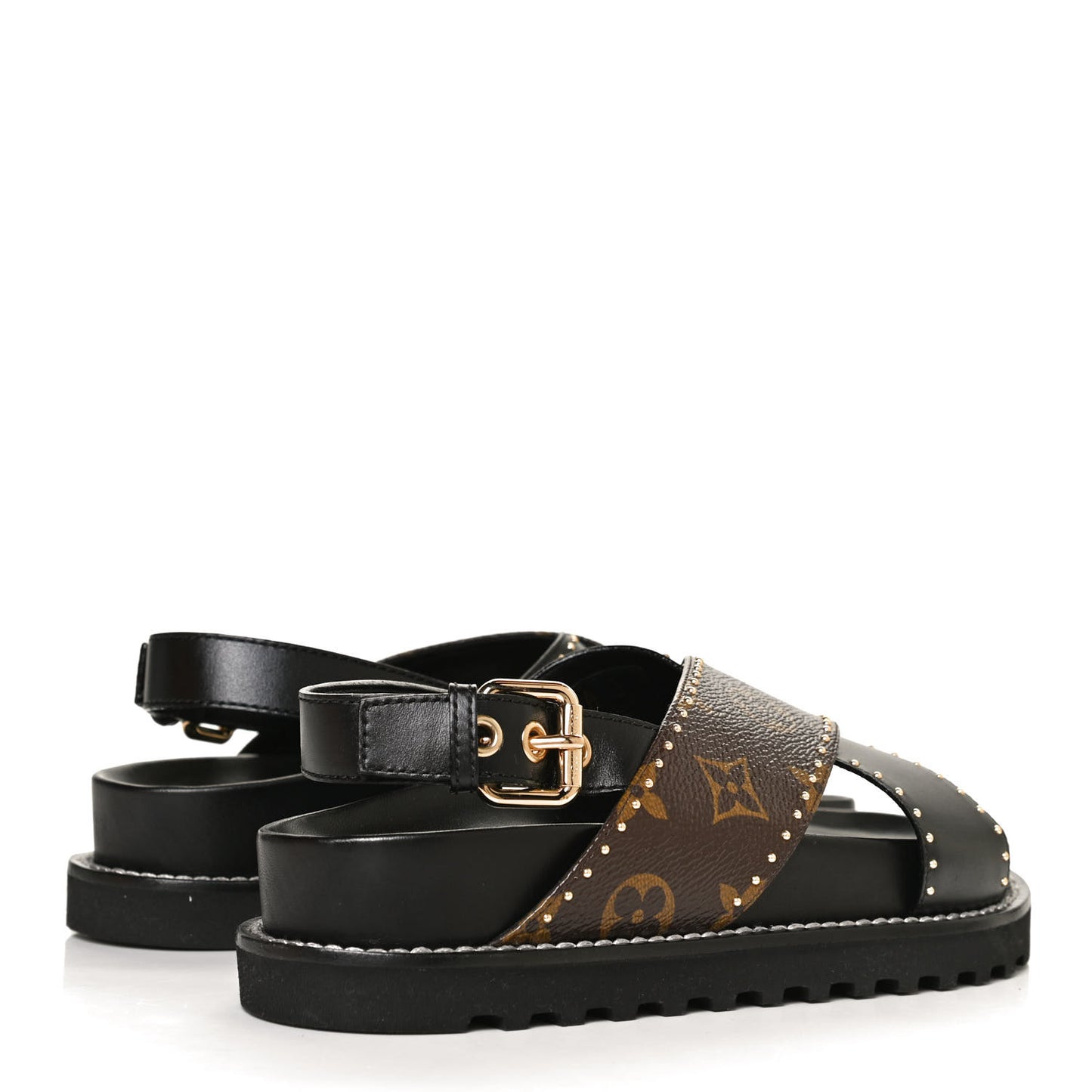 Monogram Paseo Flat Comfort Sandals 35 Black