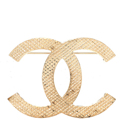 Chanel Metal Quilted CC Brooch Light Gold 1 of 4
