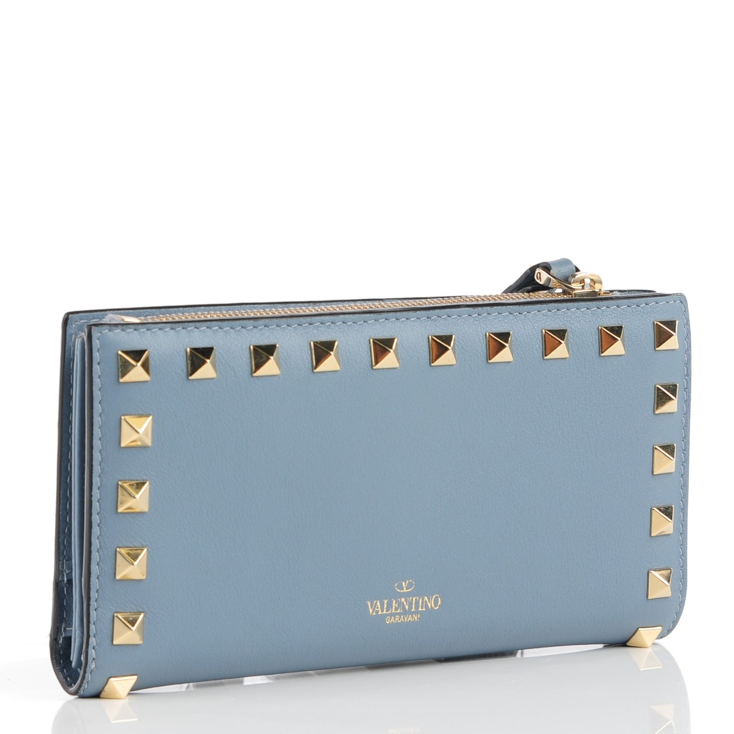 Calfskin Rockstud Continental Wallet London Stone
